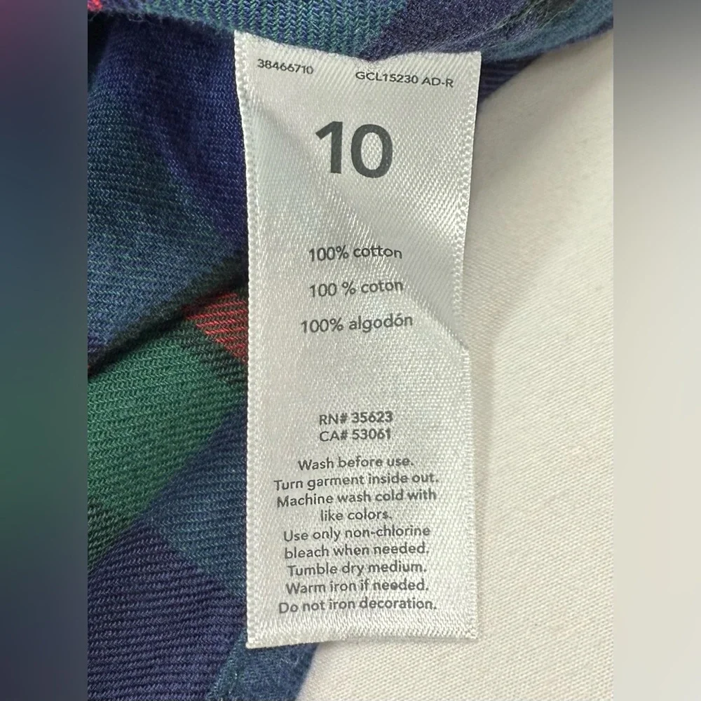 NWT CARTER'S Boys' Blue‎ & Green Tartan Plaid Long Sleeve Casual Button Down 10